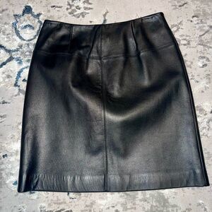 Ann Taylor Black Leather Mini Skirt